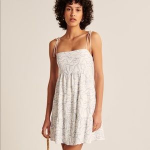 Tie-Strap Linen-Blend Mini Dress